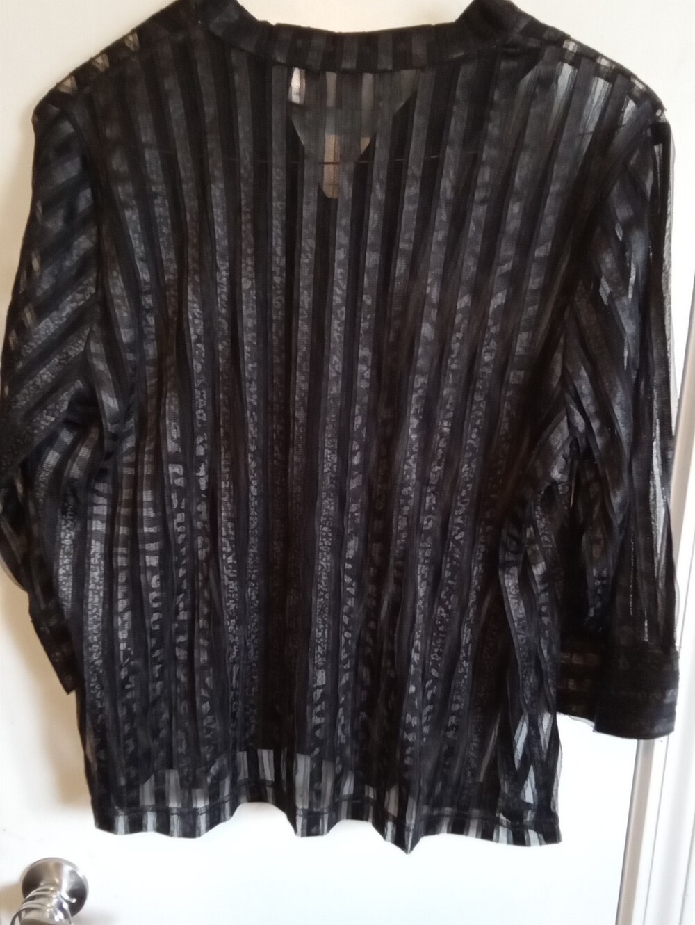 #6077 Travelers Sheer Striped Blouse  - L